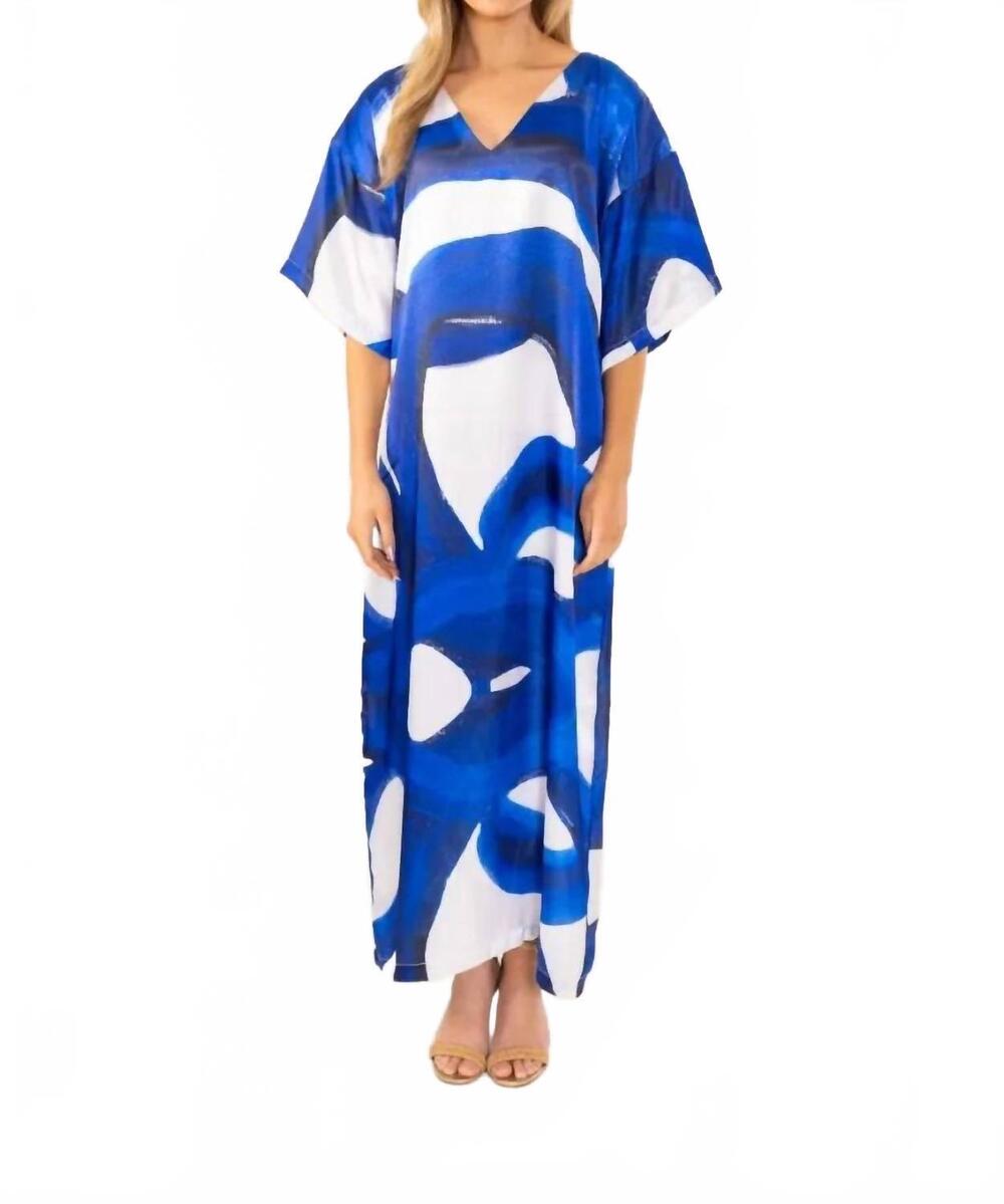 NEW HOUSE OF MBR caftan long dress in blue notes